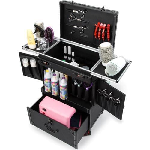 2020 New Women Trolley Cosmetic case on Wheel,Nails Makeup Toolbox,Beauty Salon Box Travel bag Rolling Luggage Trolley Suitcase