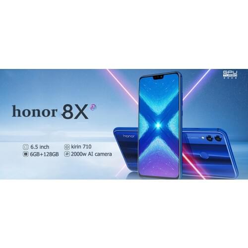 New Original Honor 8X Mobile Phone 6.5 inch Screen 3750mAh Battery Android 8.2 Dual Back 20MP Camera Smartphone OTA Updat