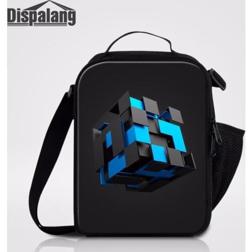 Dispalang Solid Geometric Lunch Bag For Kids Take Away Shoulder Bags Ice Pack Cooler Bag Thermal Lunchbox Food Picnic Container