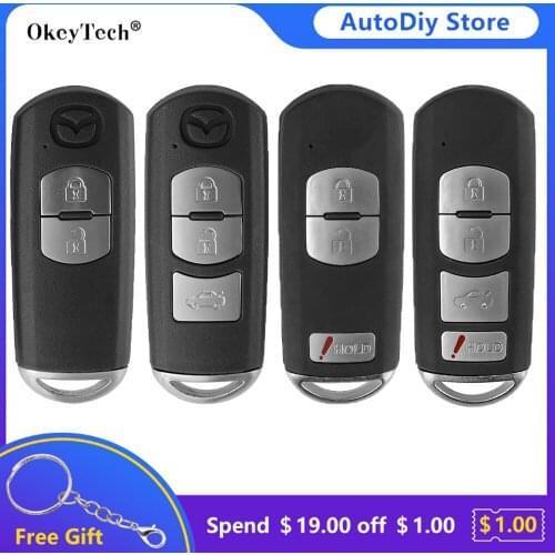 Okeytech 2/3/4 Button Car Remote Control Smart Key Shell Case Fob For Mazda X-5 Summit M3 M6 Axela Atenza Insert Emergency Blade