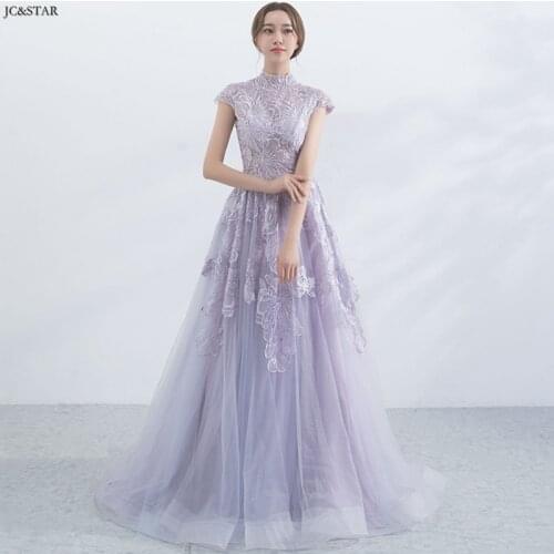 Vestido lila new neck lace short sleeve A Line wedding bridesmaid dress vestido para boda mujer robe pour mariage invit vestidos
