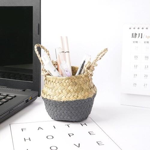 Handmade Rattan Woven Flower Basket Wicker Seagrass Storage Basket Foldable Clthoes Laundry Baskets Container Garden Flower Pot