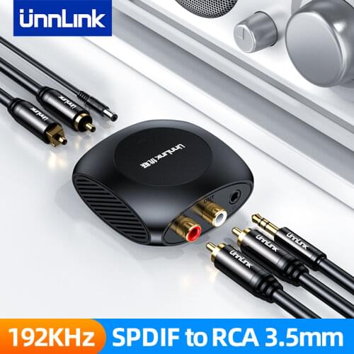 Unnlink 192 KHz Audio Converter Digital to Analog Audio Adapter Optical Toslink Coaxial to R/L RCA 3.5 Jack DAC for PS4 TV Box