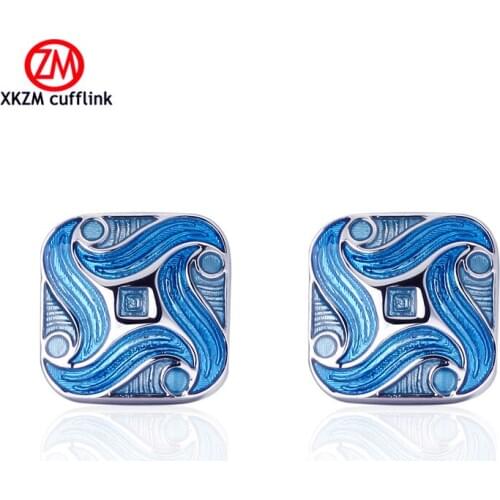 Luxury Men blue flower Cufflinks High Quality Lawyer Groom Wedding Cufflinks For Mens Shirt Cuff Links French Jewelry