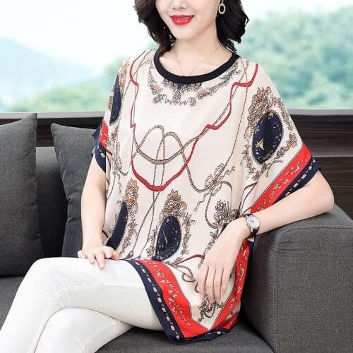 Chiffon Vintage Shirt Blouse Women Plus Size Boho Womens Clothing Batwing Sleeve Ladies Tops Casual Loose
