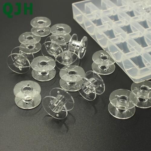 Free Shipping 25pcs Transparent Bobbin,Household Plastic Sewing Machine Spools,Thread Storage Box Sewing Tools Accessories