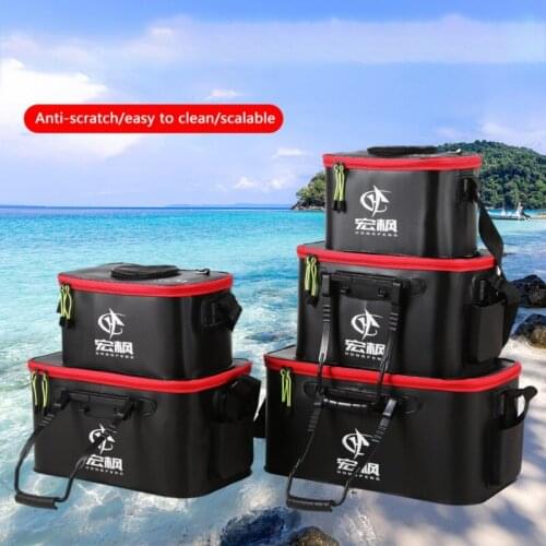 1pc Folding Fishing Bag EVA Thicken Live Fish Box Tank Bucket Camping Collapsible Fishing Tackle Storage Bag Outdoor Tools