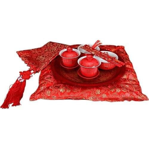 Wedding Supplies Complete Collection of Wedding Gifts Chinese Bowl New Couple Modified Tea Cup Tea Set Wedding Couple Bowl