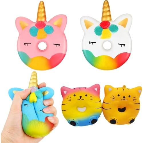 Squishies Toy Jumbo Slow Rising Unicorn Donut Cat Set for Kids Party Favors Stress Relief Toys Cute Squishy Animal Toys