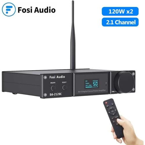 Fosi Audio DA2120C Bluetooth Amplifier 120W x2 Stereo HiFi 2.1 Channel Wireless Stream Class D Mini Power Subwoofer USB DAC AMP