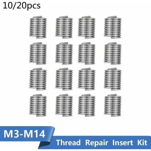 10/20pcs M3 M4 M5 M6 M7 M8 M10 M12 M14 Steel Wire Thread Repair Inserts Screw Helicoil Wire Sleeve Thread Repair Hardware