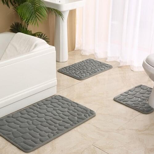 Toilet Absorbent Foot Pad Coral Fleece Mats Set Memory Foam Bathroom Non-slip Shower Floor Carpets Set Household Entrance Rug