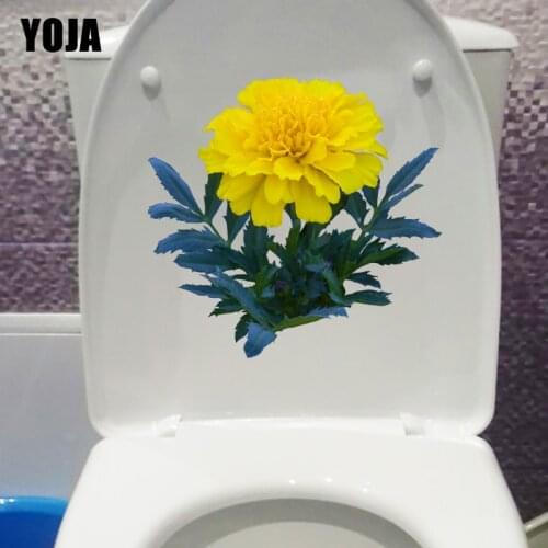 YOJA 21.3X20.4CM Yellow Daisy Fresh Plant Toilet Seat Stickers Home Decor Room Wall Decal T1-1957