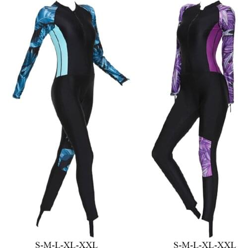 Long Sleeve Rash Guard Women One Piece Wetsuit Swimming Diving Suit Snorkeling Surfing Swimwear Beach Wear Body Suits