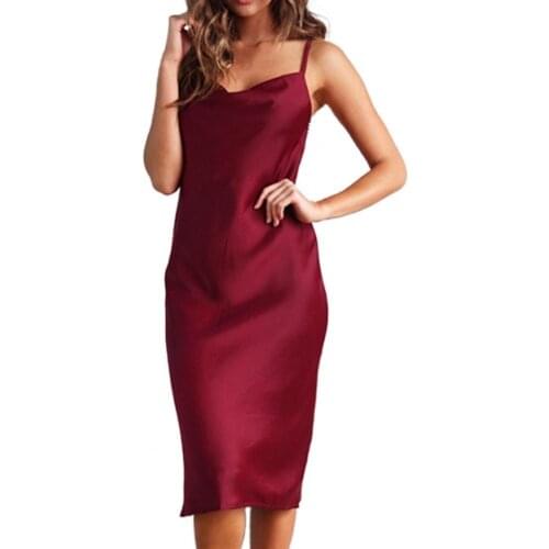 Off Shoulder Spaghetti Strap Women Dress Smooth Sleeveless Backless Sling Dress Streetwear Vintage Wear Dresses New