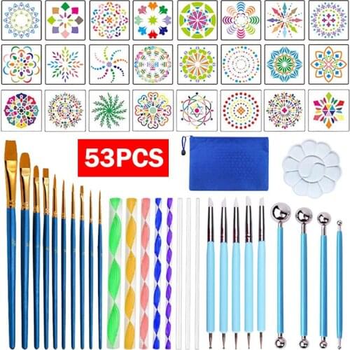 1Set Mandala Dotting Tools Dot Painting Stencils DIY Stone Graffiti Embossing Starter Drawing Stylus Pens Art Kit Handwork Decor