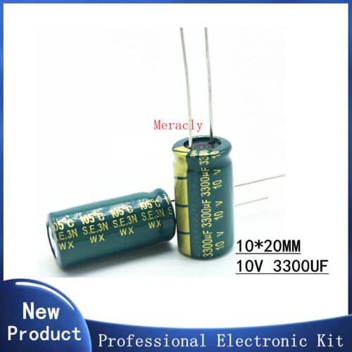 10pcs 10V 3300UF 20% High frequency and low impedance in-line aluminum electrolytic capacitors long life Brand new authentic