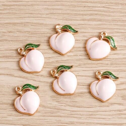 10pcs 17*17mm Mini Peach Charms for Jewelry Findings Making Fashion Earrings Pendants Bracelets Necklace Charms Hadmade Crafting
