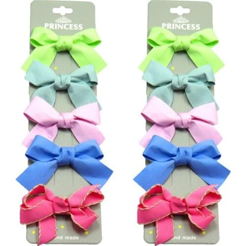 10PCS/2Cards Lovely Solid Color Girls Clips Bows Child Tie Knot Creativity Handmade Hairpins Fashion Hair Accessories For Kids
