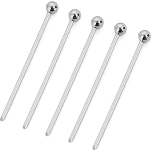 100pcs/lot Stainless Steel Silver Tone 2MM Round Ball Pin 15 20 25 30 35 40 50mm Length Hypoallergenic Ball End Headpins Finding