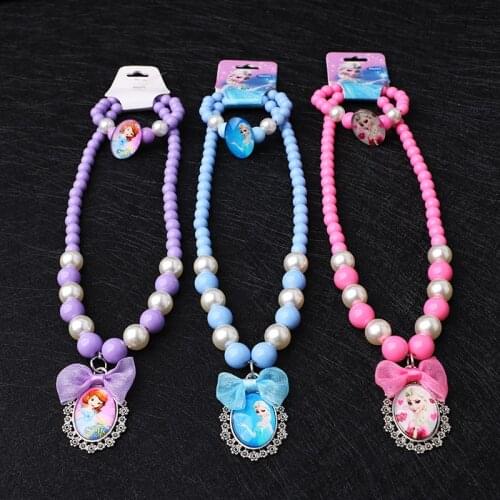 2 pcs/lot 2018 Childrens Doll Accessories Necklace + Bracelet Frozen High-end Accessories Girls Birthday Gift