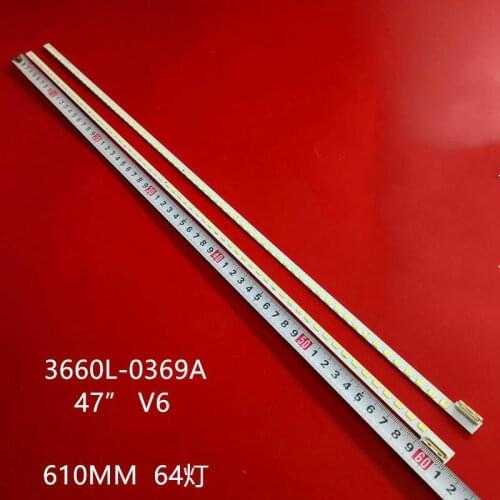 2pcs x LED Backlight Strips for 47''V6 Edge FHD 47LW4500 47PFL7666T LC470EUF 47LW5300 64-LEDs 610mm 3660L-0369A AG117