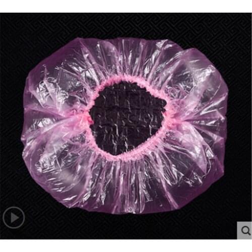 20 Pcs/lot Shower Caps Hat Bathing Caps Hotel One-Off Elastic Shower Cap Clear Hair Salon Bathroom Women Spa Bathing Accessory