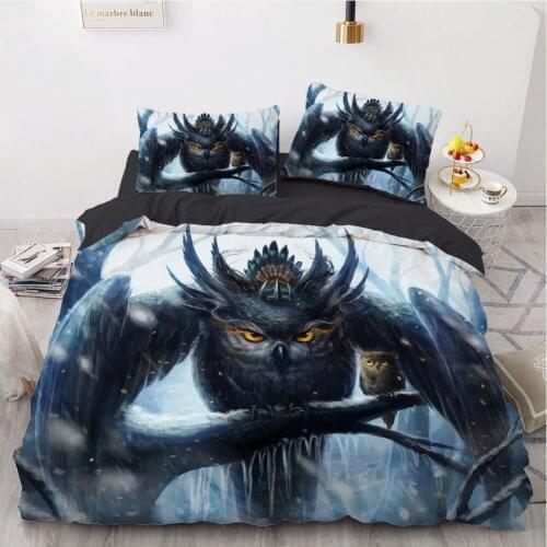 3D Bedding Sets Europe Queen King Single Duvet Cover Set 3PCS Blanket Quilt Comforter Case Pillowcases Bed Set Animal Indian owl