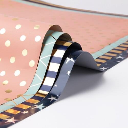 5pcs Gold PrintChristmas gift wrapping paper Aluminum Foil New Year Birthday Wedding gift wrapping paper 50*70cm