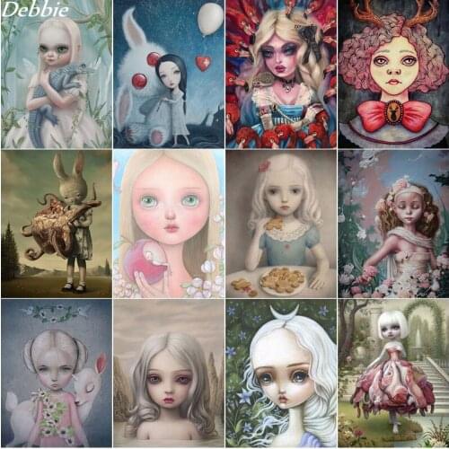 5D DIY Diamond Painting Cartoon Little Scary Girl Cross Stitch Kit Full Drill Embroidery Mosaic Art Picture of Rhinestones Decor