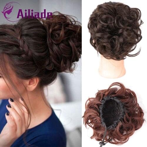 AILIADE Synthetic Hair Bun 2 Comb Clip In Curly Hair Pieces Chignon Updo Cover Hairpiece Extension Hair Accessories