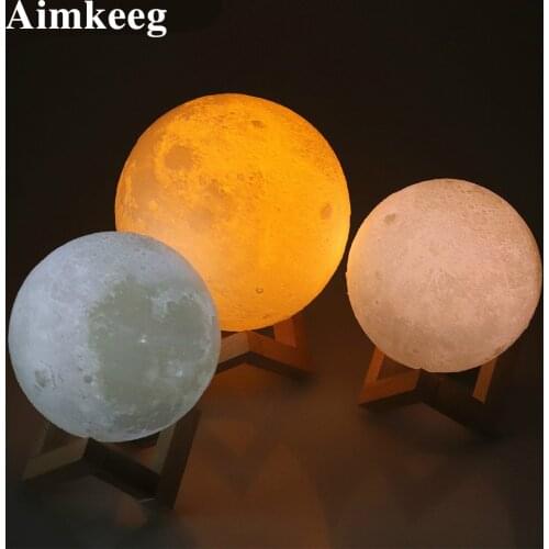 Rechargeable touch table lamp USB Rechargeable 3D moonlight creative touch switch LED night light children gift Lampada groot