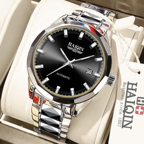 HAIQIN Fashion Men mechanical wristwatches Automatic mens watches top brand luxury men watch steel waterproof Reloj hombres 2020