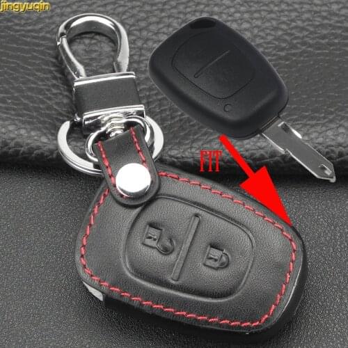 Jingyuqin for Vauxhall/Opel Vivaro/ Renault Movano Trafic Kangoo 2 Buttons Leather Car Key Case Cover Holder Styling