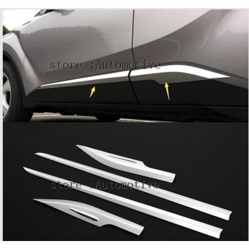 For Toyota CHR C-HR 2016 2017 2018 ABS Chrome Side Door Body Molding Cover Trim Side Door Protective Trim Accessories Parts 4pcs