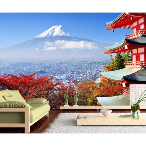 Photo wallpaper Fuji Japanese flag landscape modern living room bedroom TV wall entrance wall mural wall paper painting