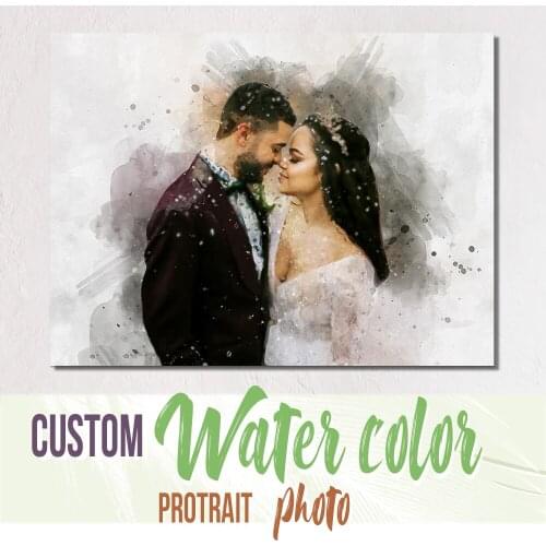 Personalized Custom Water color Canvas Painting for Lovers Family Friends Unique Anniversary Gift Home Wall Art Decor Picture