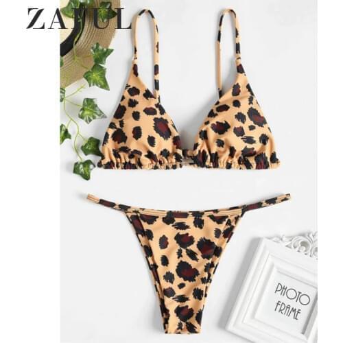 ZAFUL Women Beachwear Summer Cheeky Printed String Ladies Sets Beach Two Piece Set separate female swimsuit bikinis 2019 mujer