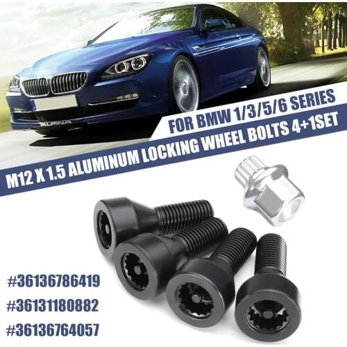 1 Set M12 x 1.5 Wheel Lock Set Black Lug Bolts For BMW E32 E34 1 3 5 6 Series Mini #36136786419 #36131180882 #36136764057