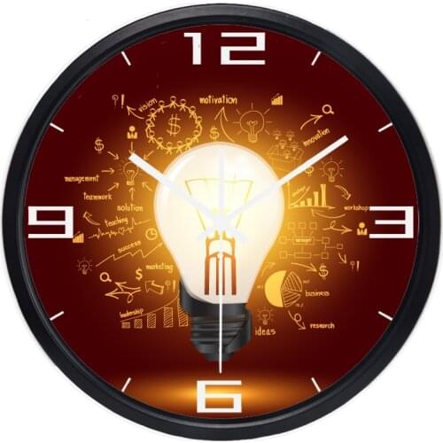 Creative Lamp Bulb Idea Wall Clock Office Clock Team Work, Advertisement business best Gift Clock Management Success Workshop