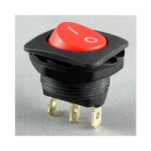 Round rocker switch KCD8 A2 KCD9 12N 6A 3 feet red button