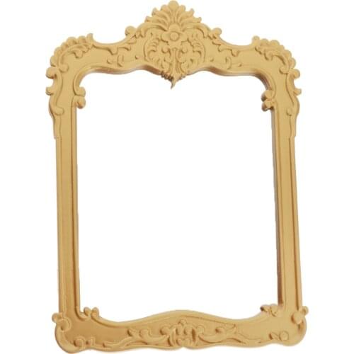 Doll House Bedroom Hand Carved Vintage Golden Mirror Accessory Ornaments