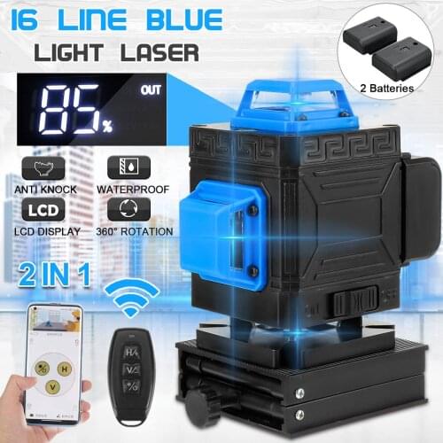 Laser Level 16/12 Lines 4D Blue Light LED Display Auto Self Leveling 360° Laser Levels Horizontal Vertical Cross Remote Control