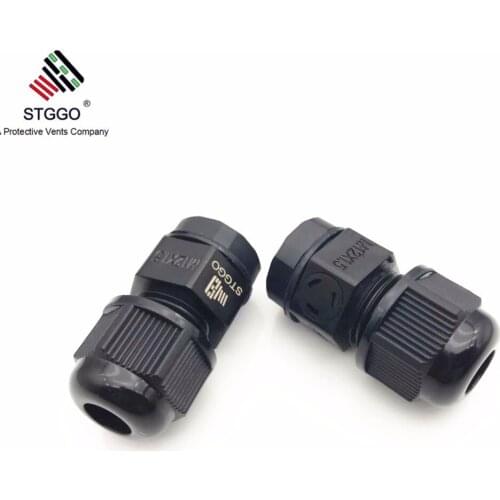 M12x1.5 IP68 Black breather Ventilation Cable Gland with Vent for LED Panel light