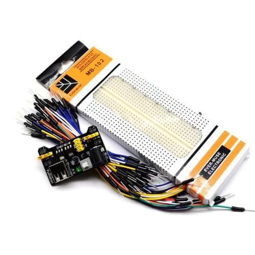 3.3V/5V MB102 Breadboard power module+MB-102 830 points Solderless Prototype Bread board kit +65 Flexible jumper wires wholesale