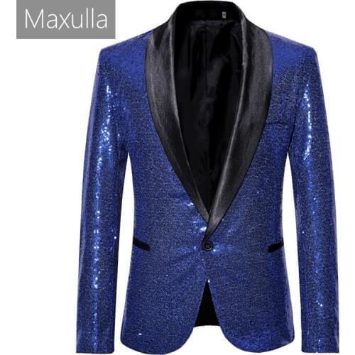 Maxulla New sequins suit jackets men BlingBling blazer jackets Hip Hop causal Twinkle suit blazer street wear Mla054