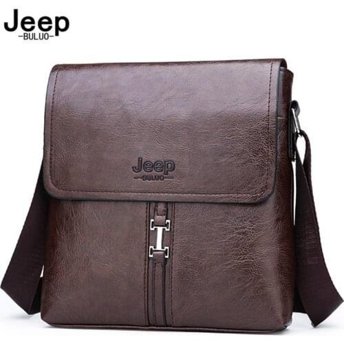 JEEP BULUO New High-Quality Mens Shoulder Bag Fashion Trend PU Material Waterproof Fabric Square Large Capacity Messenger Bag