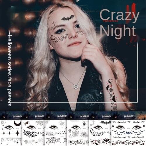 Facial makeup Sticker Special Waterproof Face tattoo Day of The Dead Terror Spider Halloween Temporary Tattoo Stickers