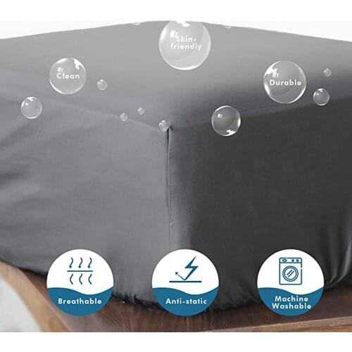 New Soft Fitted Sheet With Elastic Band Microfiber Wrinkle Fade Stain Resistant Solid Color Hotel Home Bedding Queen Size 80*60