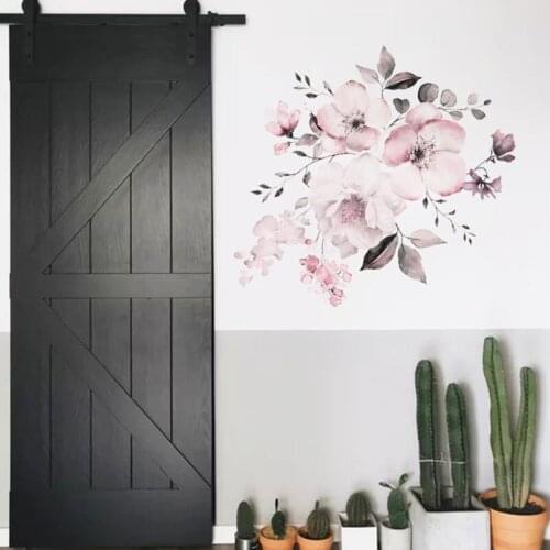 New Pink Floral Wall Stickers Bedroom Living Room Decoration Wall Mural Home Decor Decals Flower Cluster Stickers Wallpaper